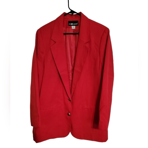 Sag harbor size 14 button closure red blazer gold buttons with cool design - Picture 3 of 6